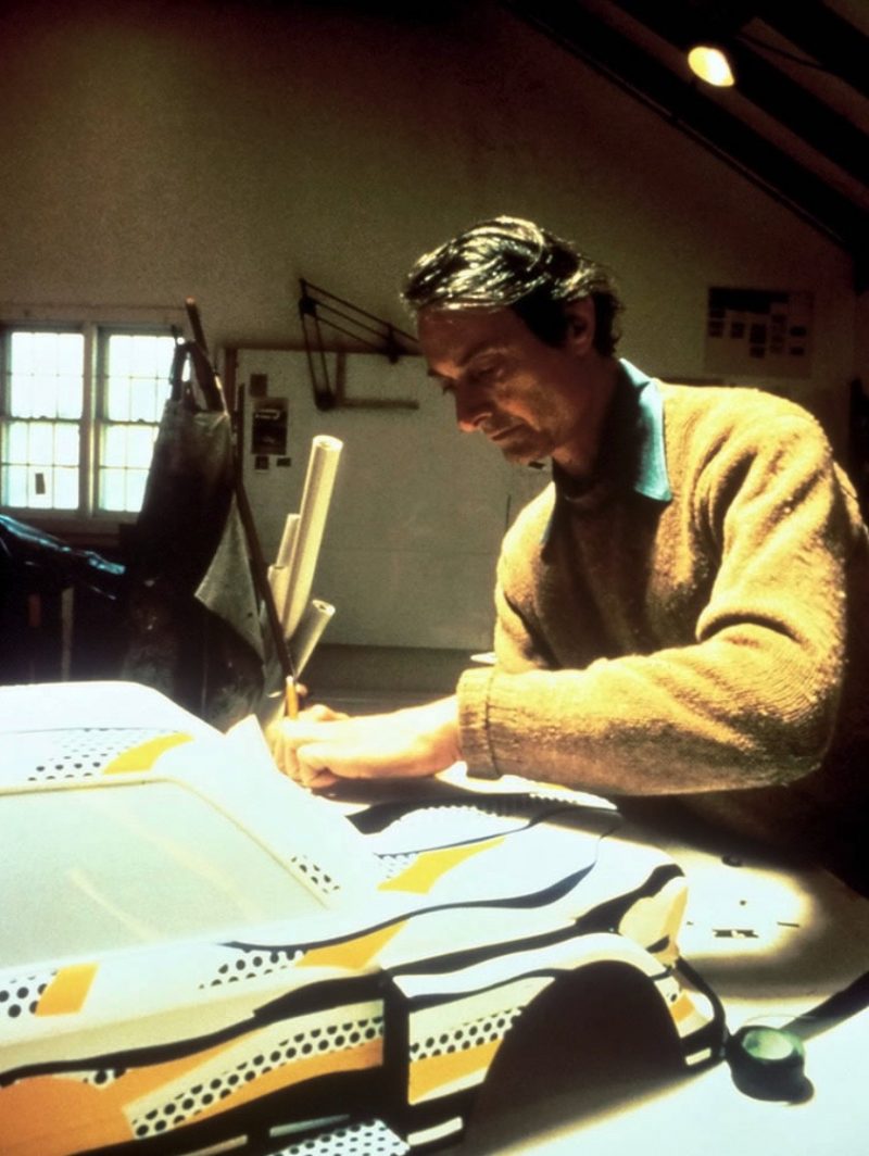 Roy Lichtenstein at work on his BMW ART CAR