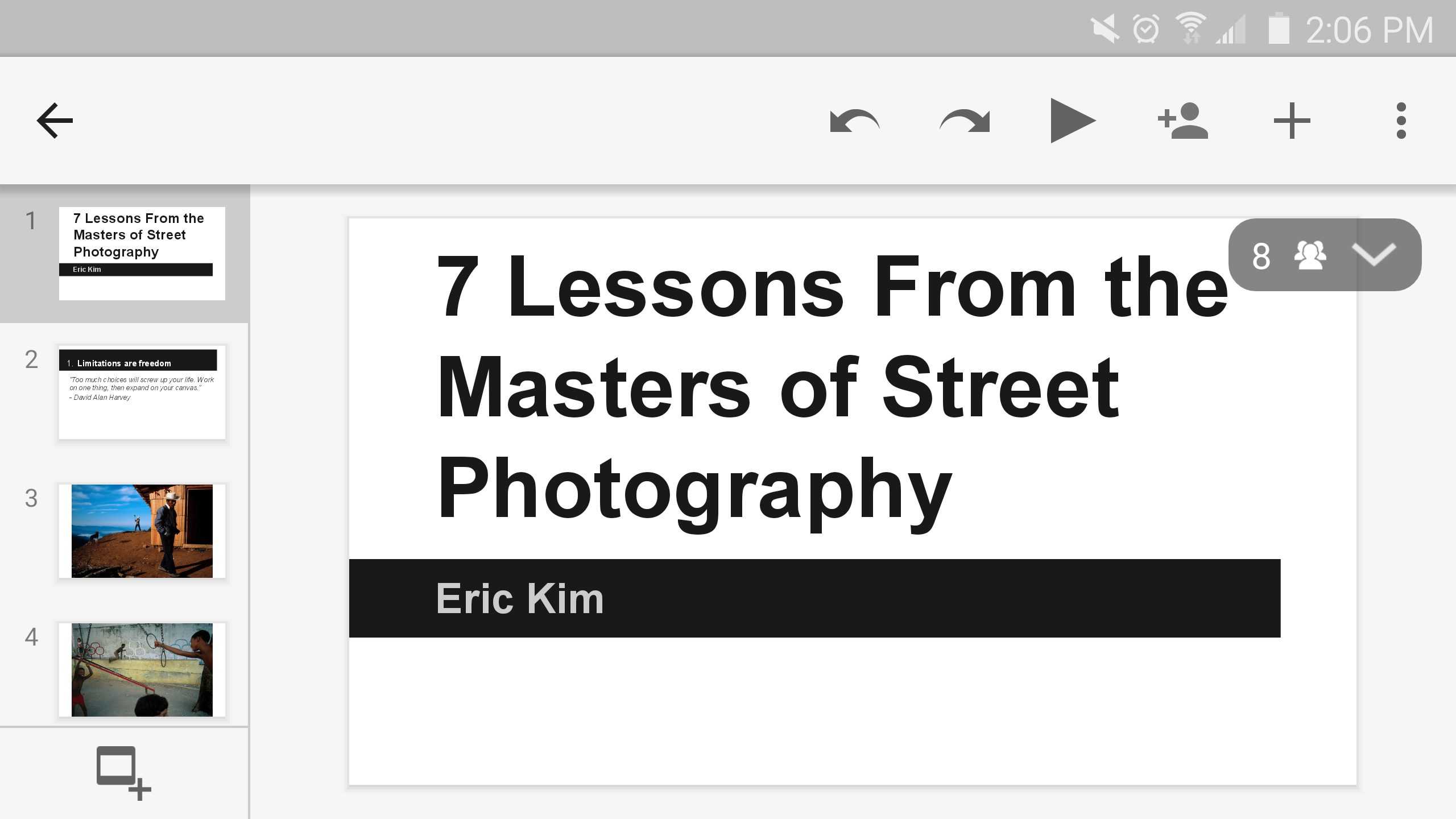 Presentation: 7 Lessons from the Masters of Street Photography