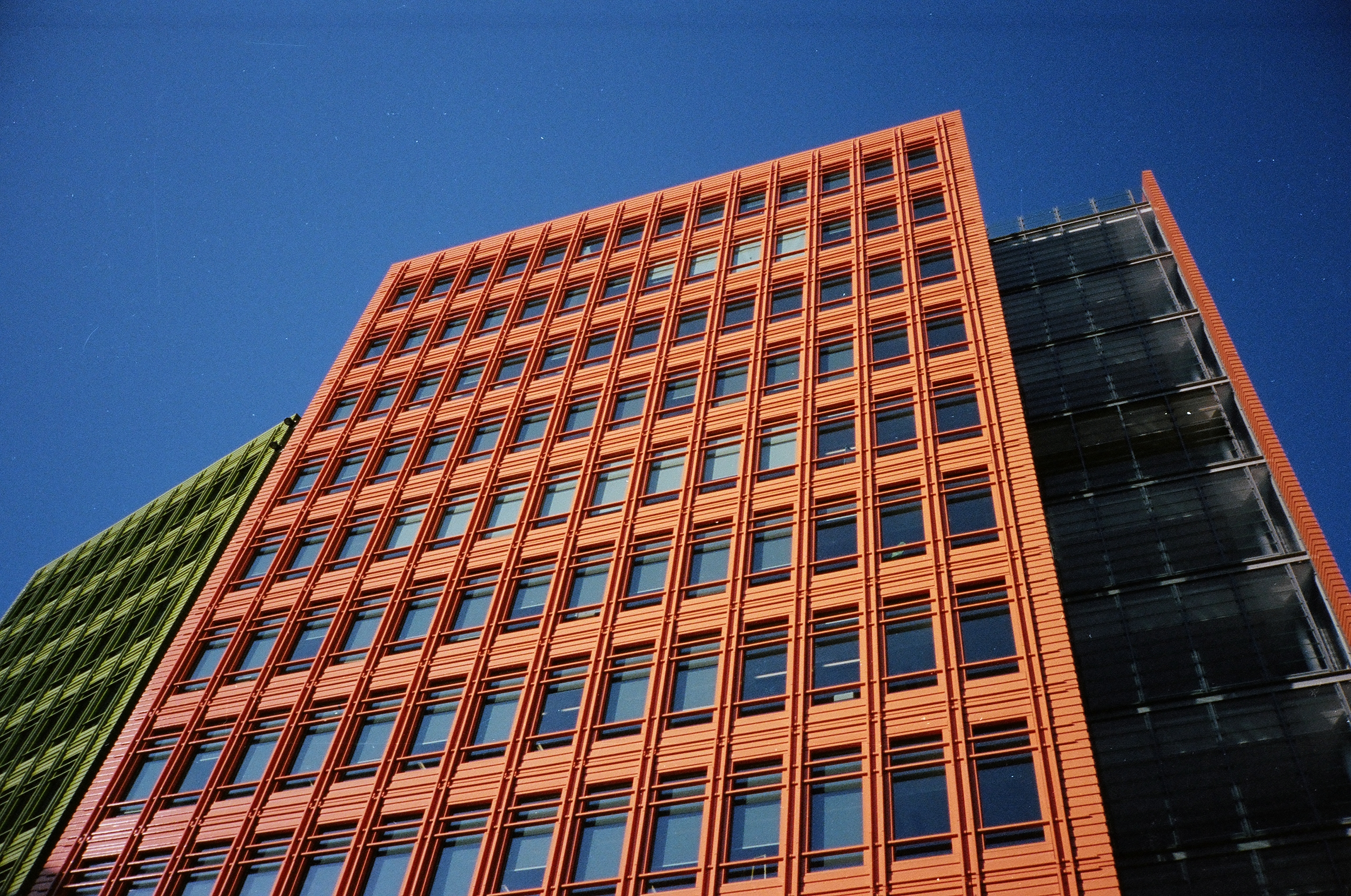 Orange building and blue sky