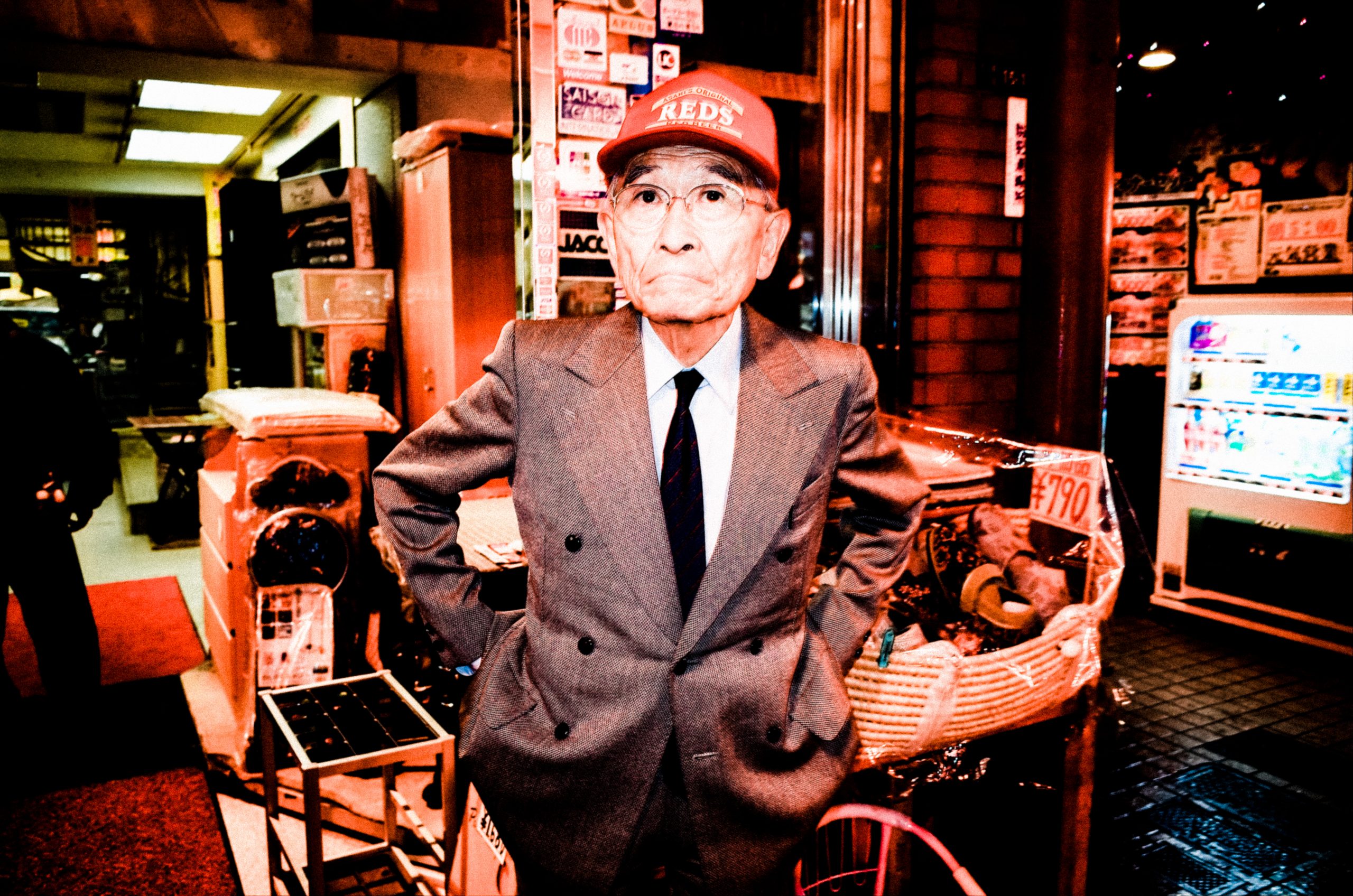 Tokyo man red hat flash street photography without permission, flash, Ricoh gr ii