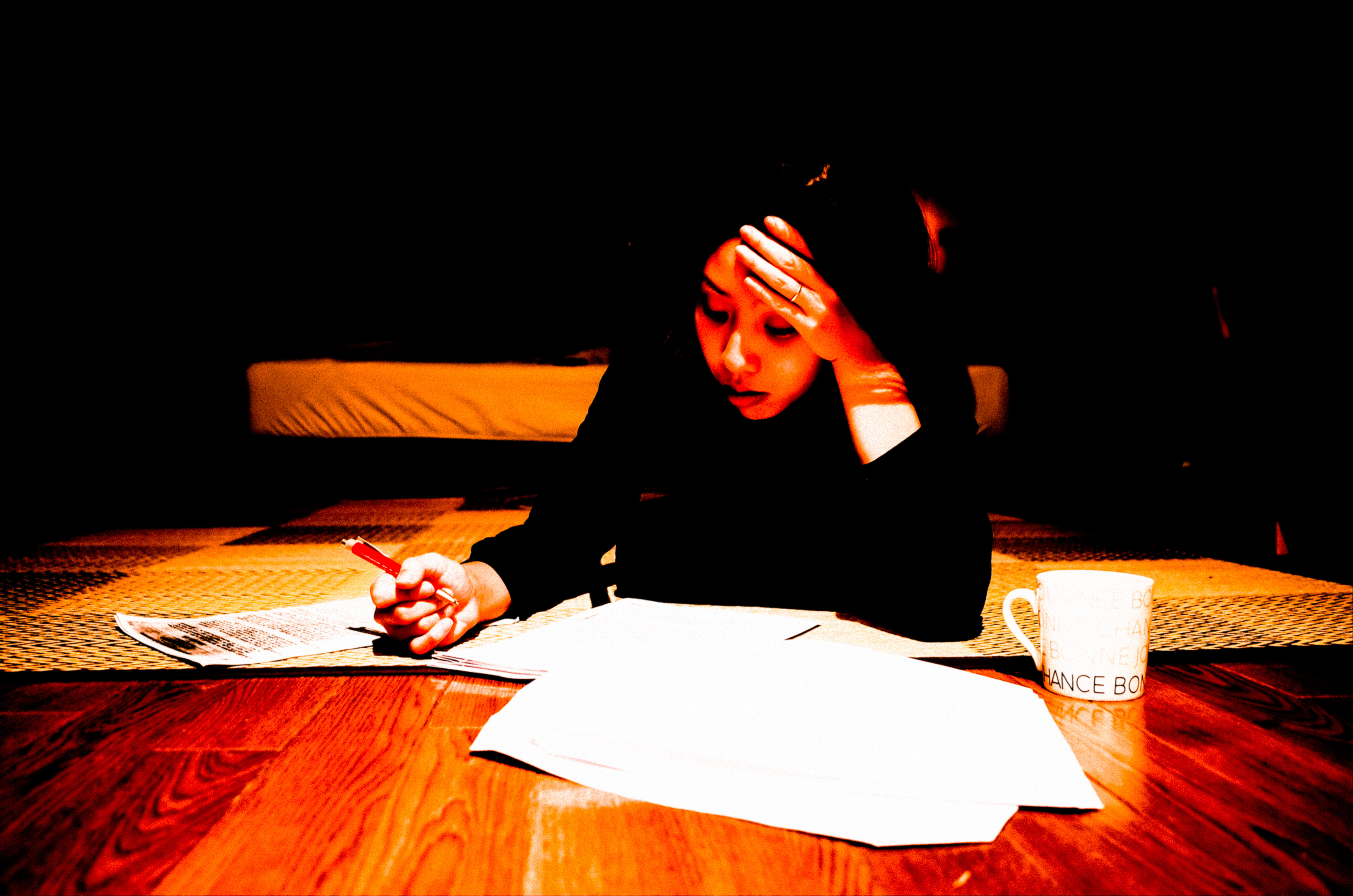 Cindy studying