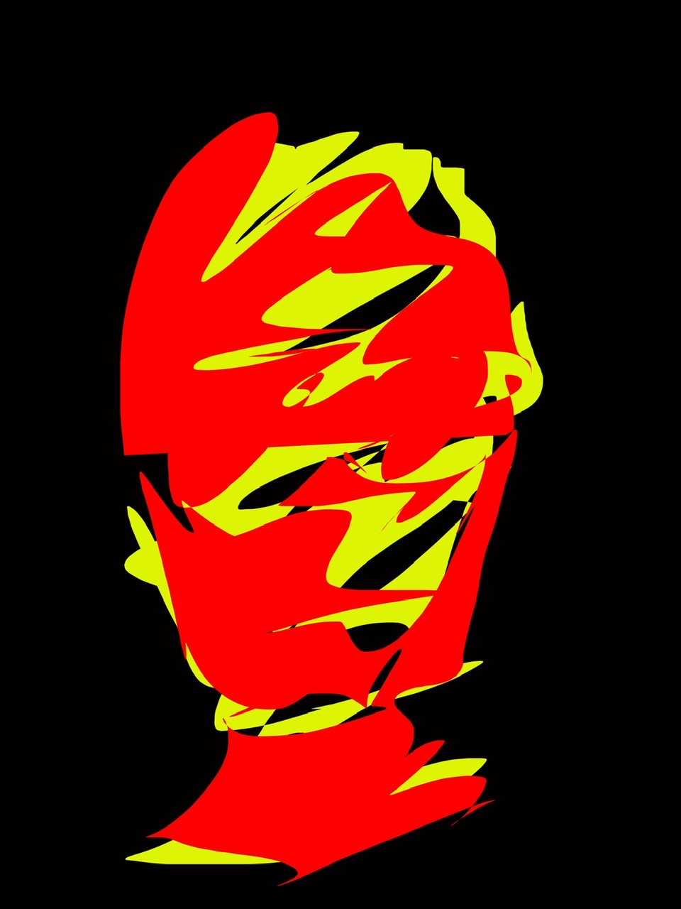 abstract red yellow face sketch