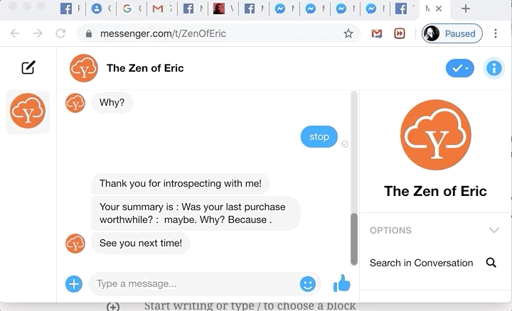 zen of ERIC chat bot messenger why app demo 1