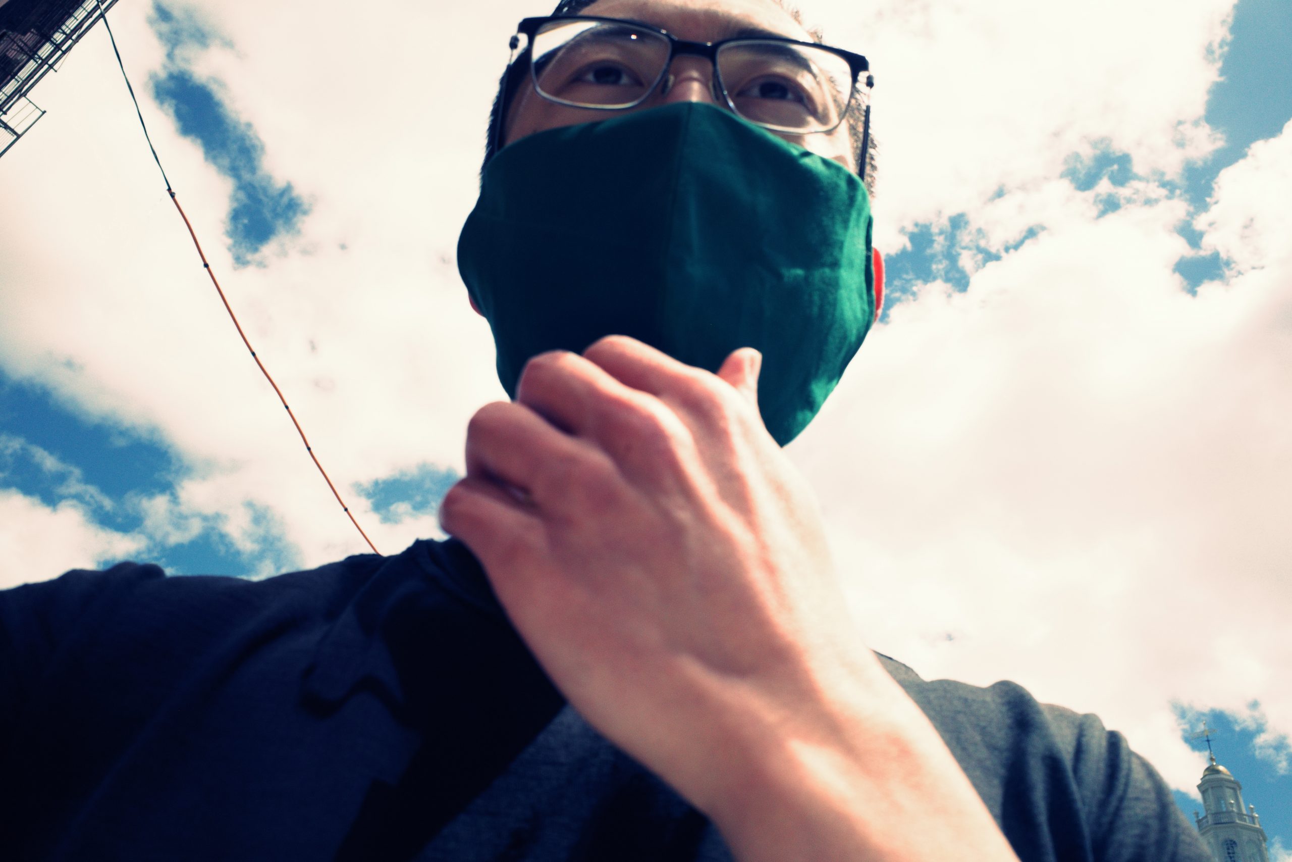 selfie green face mask