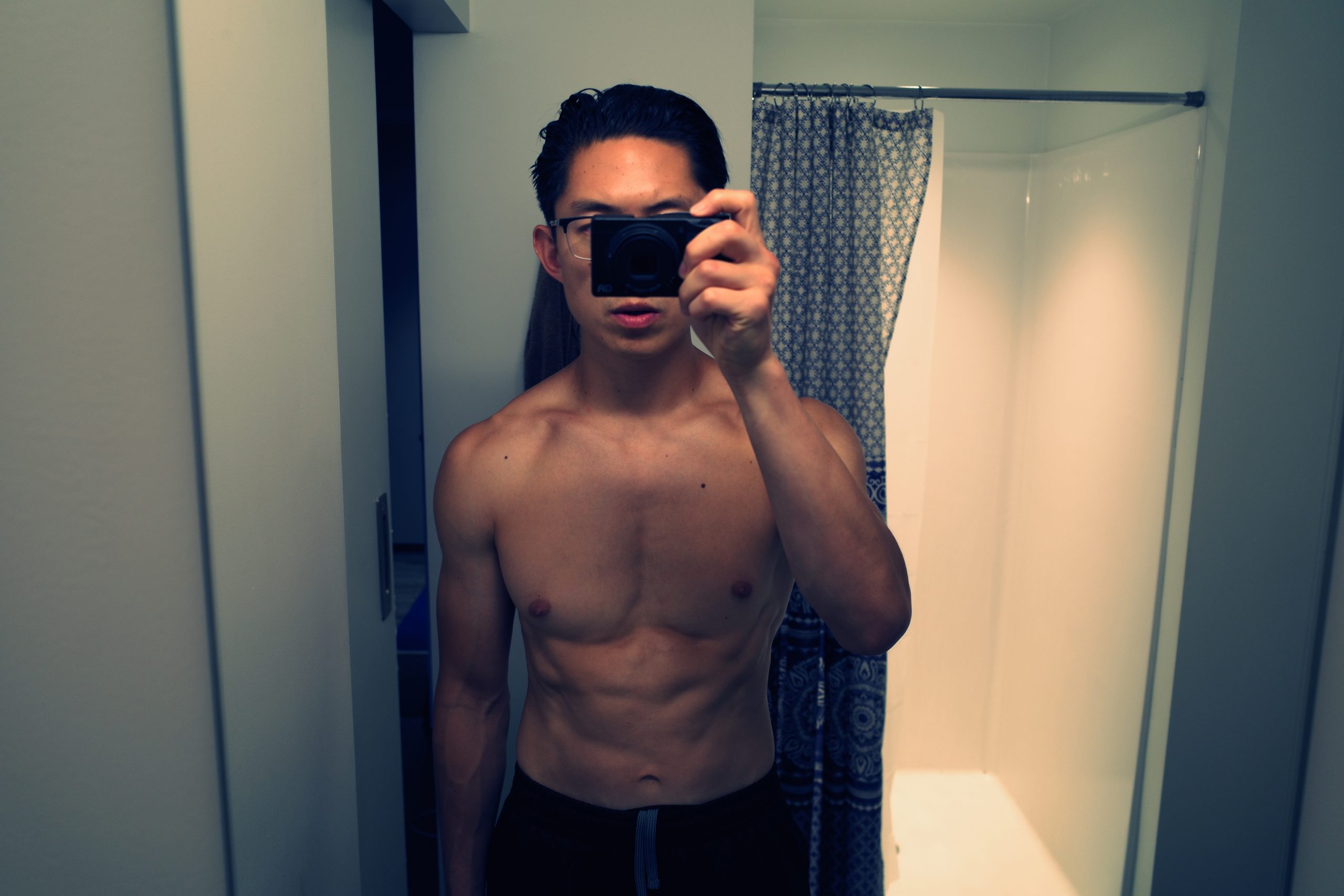 front selfie Ricoh gr iii ERIC KIM topless muscle cross process jpeg filter