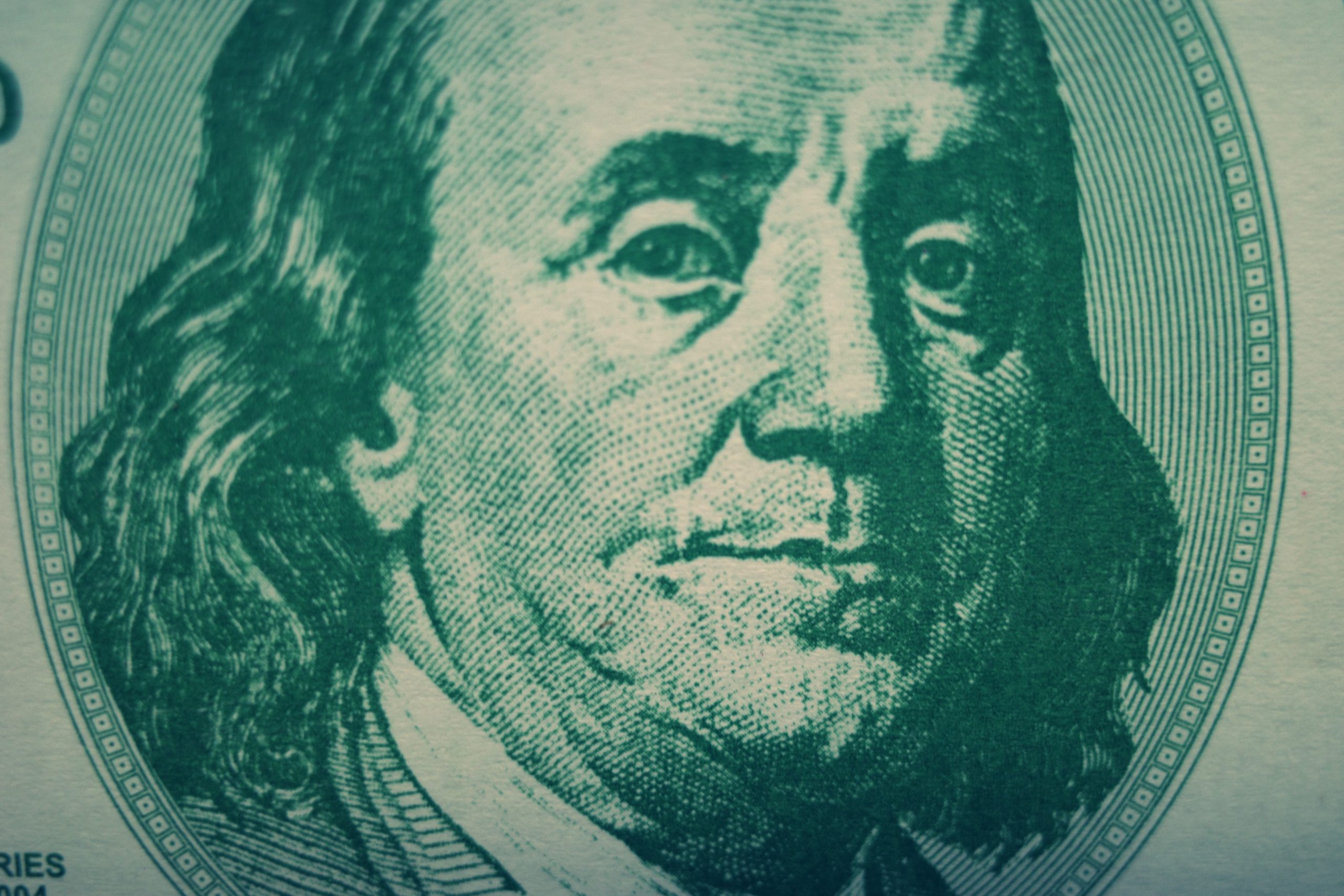 Benjamin Franklin face up close