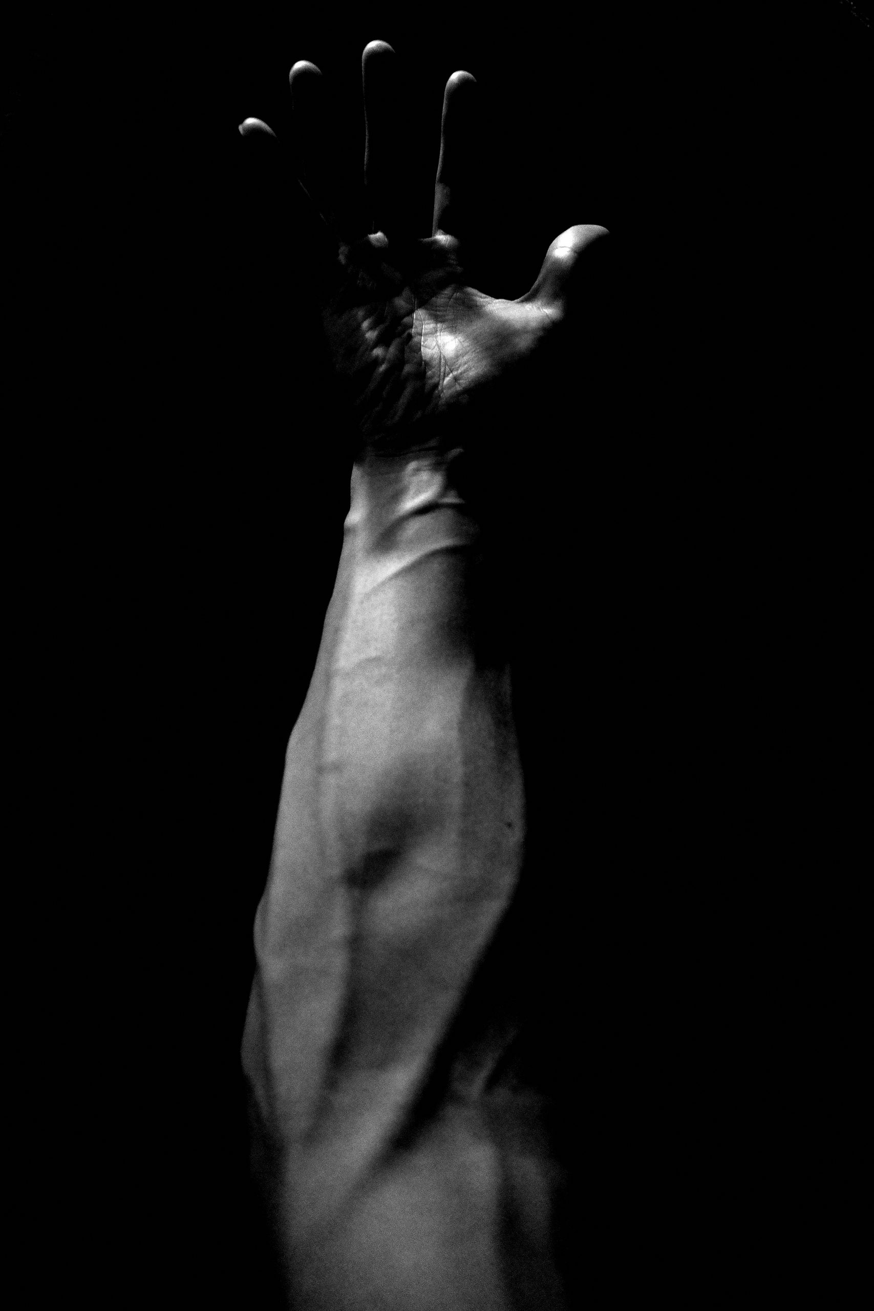 ERIC KIM arm vertical vein black and white photograph