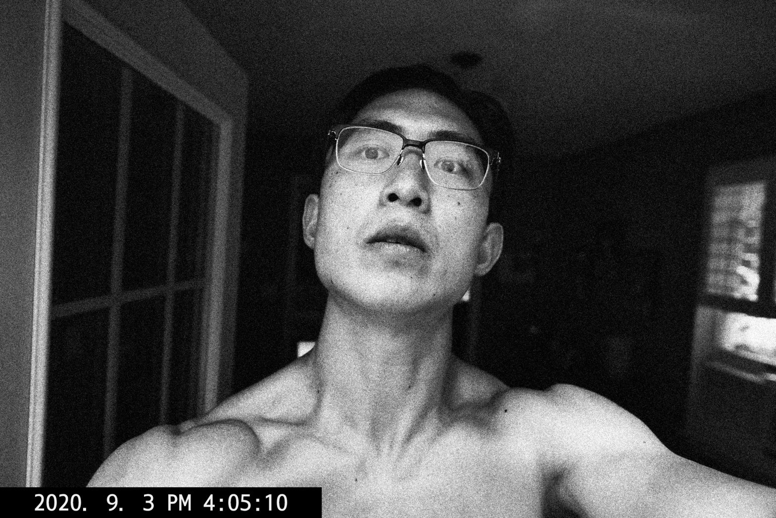 selfie ERIC KIM black and white