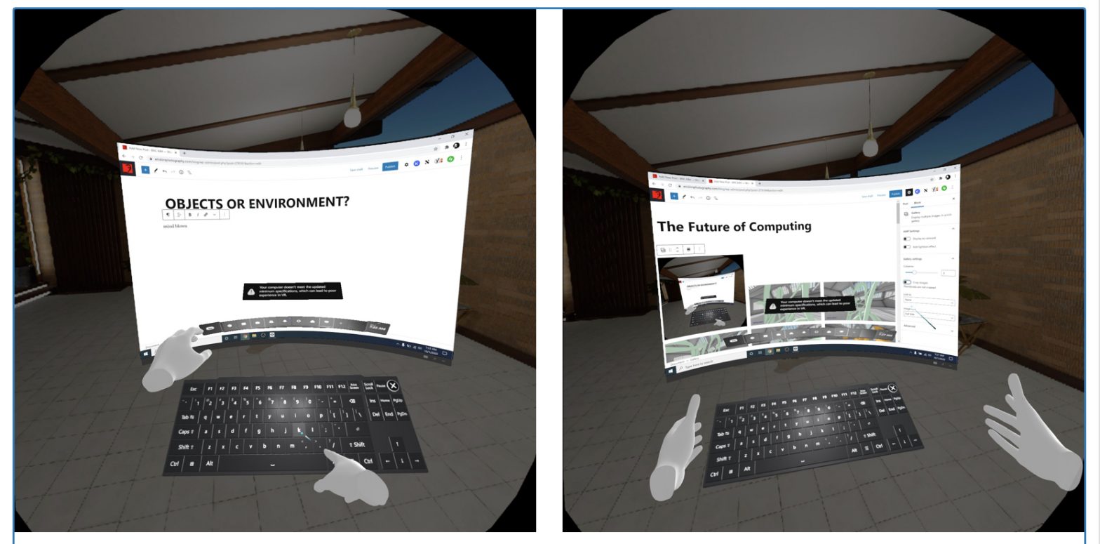 Virtual reality POV desktop