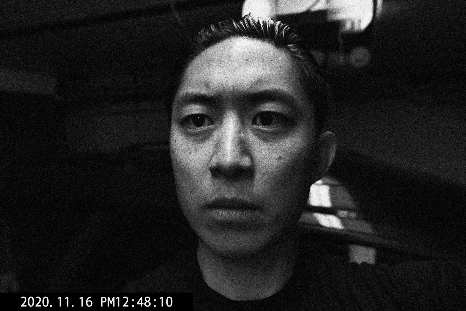 Selfie black and white ERIC KIM face