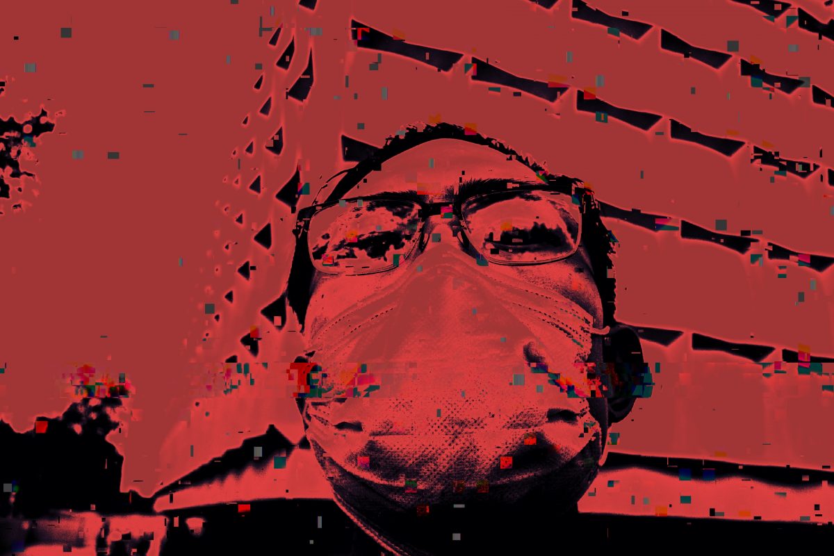 Selfie red ERIC KIM crimson glitch