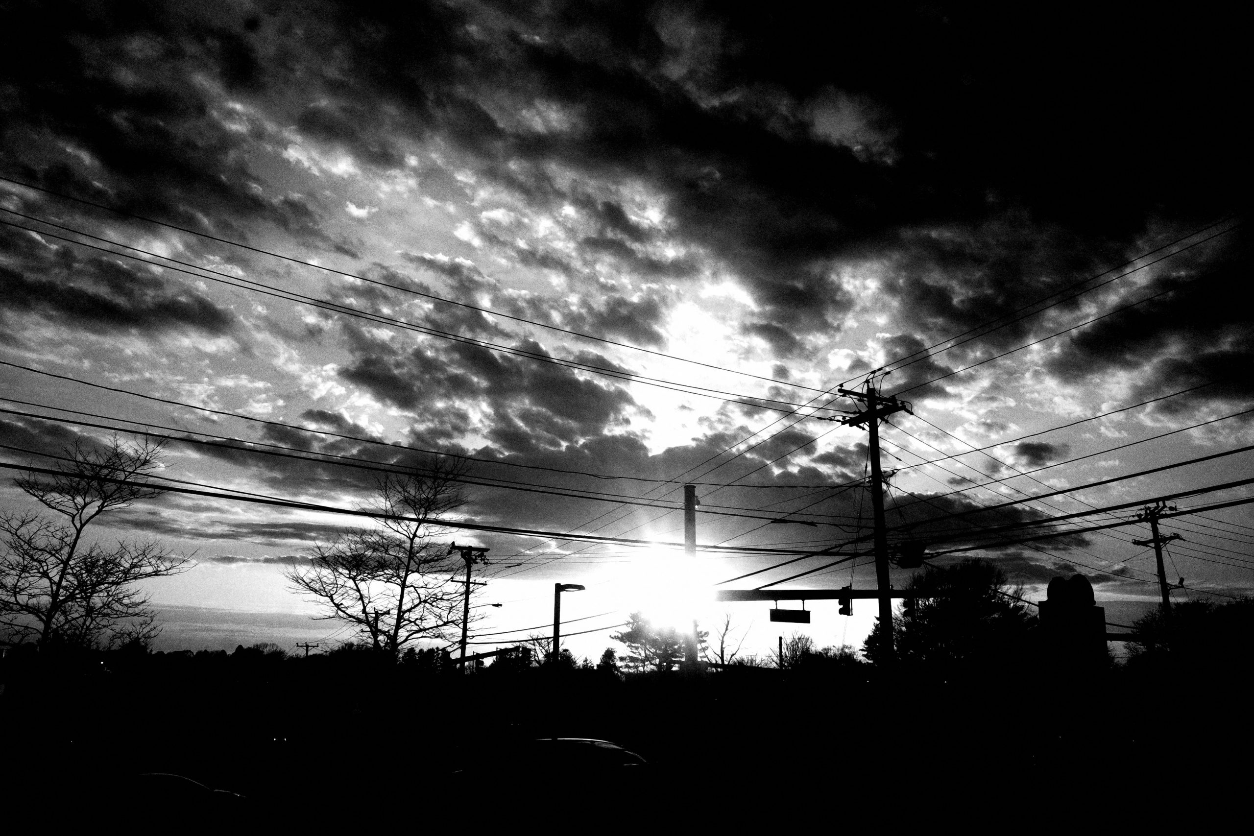 Black and white sunset