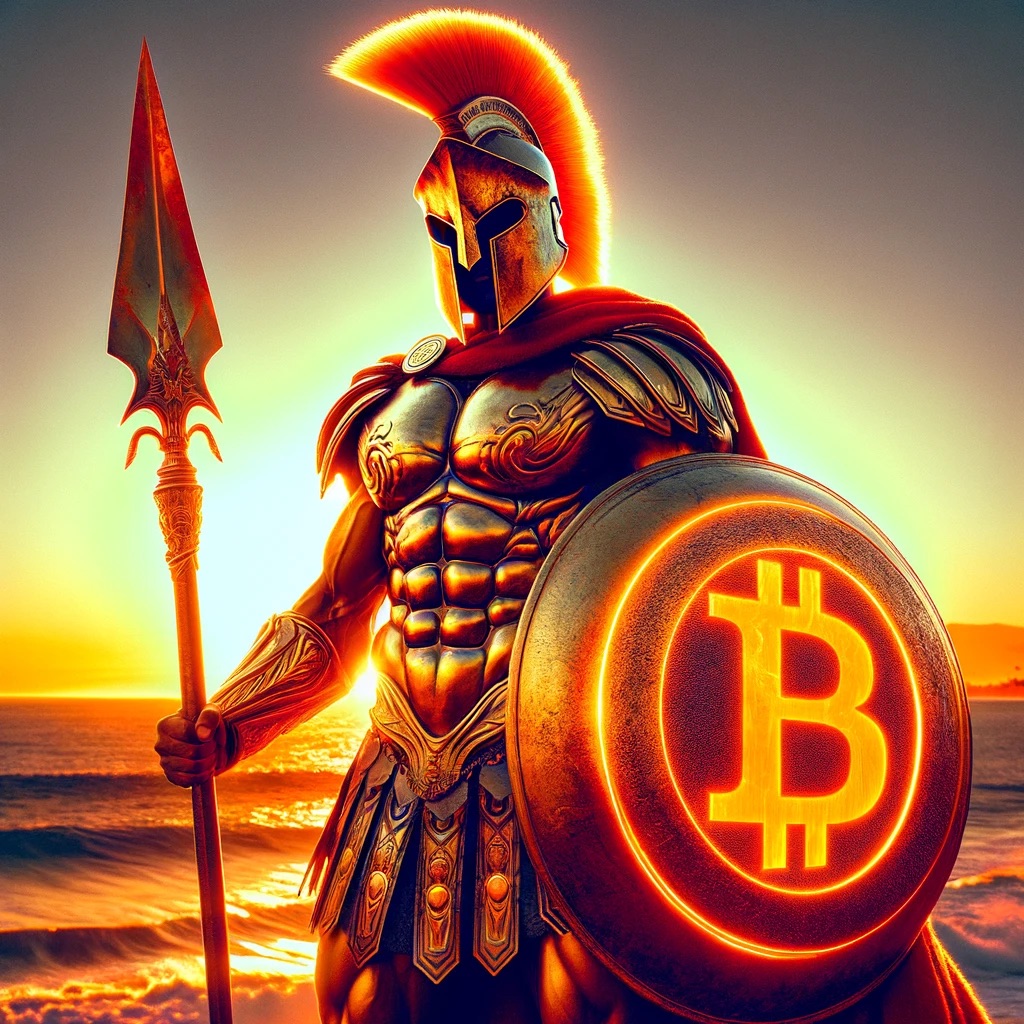 Orange bitcoin Spartan warrior Eric Kim